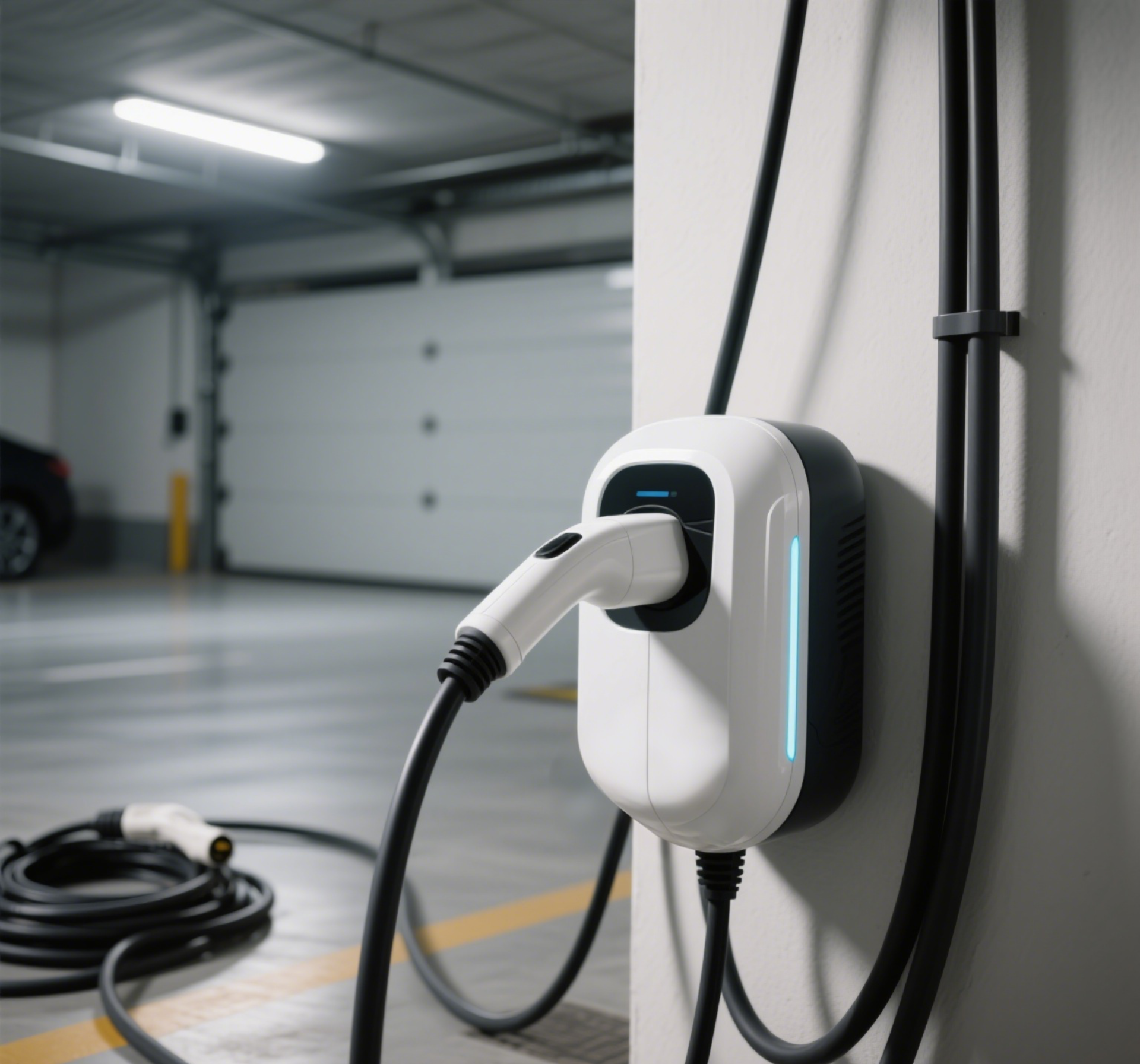EV -Ladegerät in einem Parkhaus