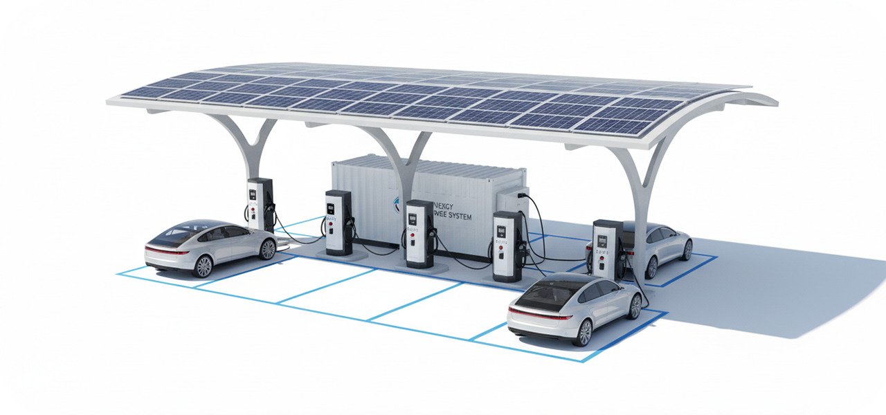 DCev-Ladeger&auml;t mit Solarenergiespeicher-Batterieschrank